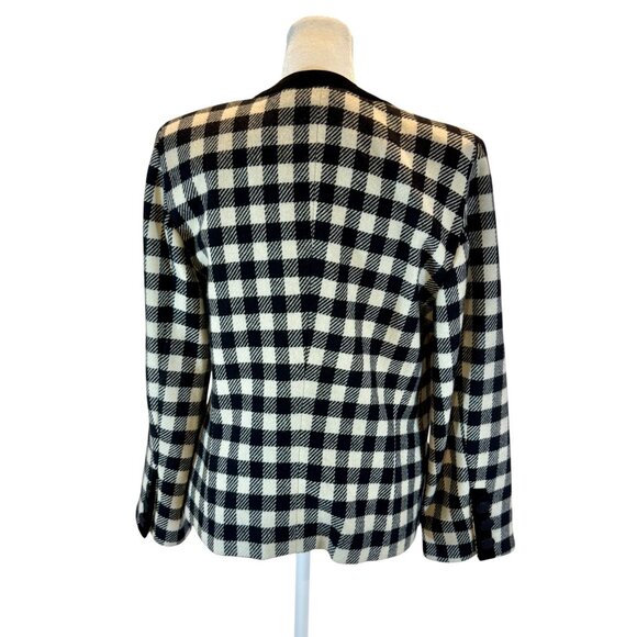 Vintage Escada by Margaretha Ley Checked Wool Jacket- Embellished Blazer - Picture 5 of 11
